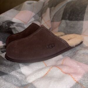 UGG Brown Suede Shearling Lined Slippers